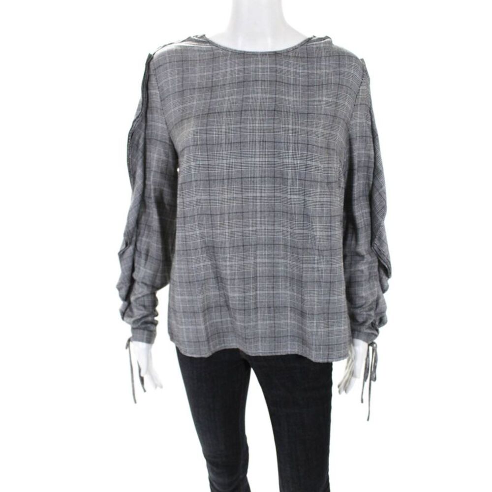Petersyn Womens Plaid Saint Top Gray Black Size Large 11424845